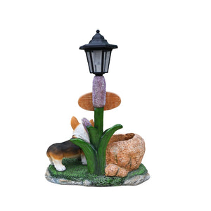 English Elm Labrador Solar Garden Statue with Led Glow and Built-in Succulent Planter Basin W5398P464251