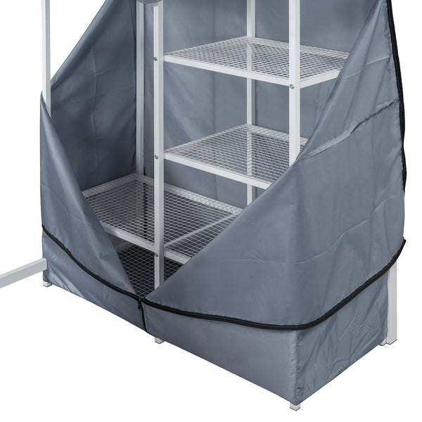 English Elm Twin Loft Bed with Built-In Desk, LED Light Strip, Power Outlet & Fabric Wardrobe for Small Rooms White SF000178AAK