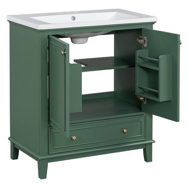 English Elm 30" Stylish Dark Green Bathroom Vanity With Sink Combo, Durable Mdf, Modern Design & Storage Solution SY999606AAF-6