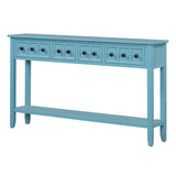 English Elm Trexm Rustic Entryway Console Table, 60" Long Sofa Table With Two Different Size Drawers and Bottom Shelf For Storage (Turquoise Green)