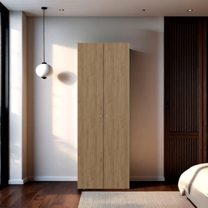 English Elm Armoire 66.9" H - Stylish Natural Oak & White Storage Solution With 2 Doors & Adjustable Shelves B097P395869