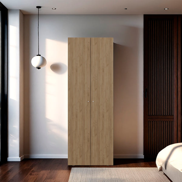 English Elm Armoire 66.9" H - Stylish Natural Oak & White Storage Solution With 2 Doors & Adjustable Shelves B097P395869