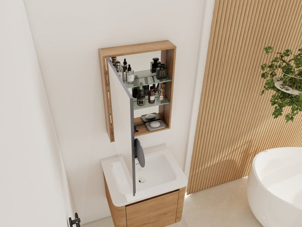 English Elm 20'' Wall Mounted Bathroom Medicine Cabinet with Mirror Adjustable Shelves Plywood W999P470282
