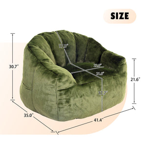 English Elm Bean Bag Chair - Plush Faux-Fur Sofa With Armrests, High-Density Foam For Cozy Relaxation & Style W2200P313808