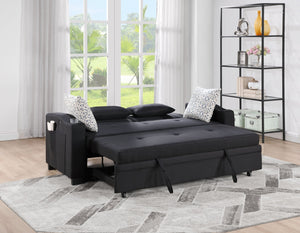English Elm Bennett Convertible Fabric Sleeper Loveseat with Usb Port Cupholders and Storage Pocket B061S00845