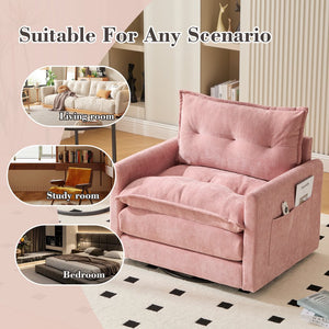 English Elm UNITED Swivel Barrel Chair with Chenille Upholstery, 360° Smooth Rotation, Padded Arm Comfort and Side Pockets for Living Room Relaxation Pink W1568P290091