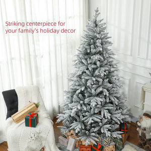 English Elm Homcom 7Ft Snow-Flocked Artificial Christmas Tree With 1401 Tips, Easy Assembly & Metal Stand W2225P229179