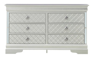 English Elm Verona Contemporary Dresser In Silver Champagne - Stylish Storage With Modern Embossed "X" Design B078108371-GIGA