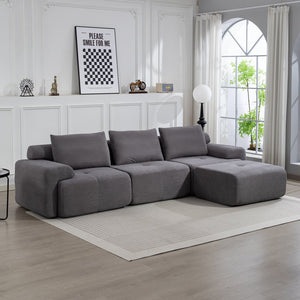 English Elm L-Shaped Convertible Sectional Sofa with Memory Foam, Steel Frame, No Assembly, Corduroy Comfort Grey W2959S00017