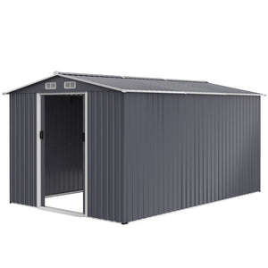 English Elm Outdoor Galvanized Steel Storage Shed 8x12 Ft with Sliding Doors and Air Vent W2911S00005