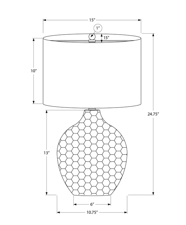 English Elm Lighting, Textured Gourd-Shaped Table Lamp With Black Shade, Brown Resin, 3-Way Switch, Modern Style B2710P220073
