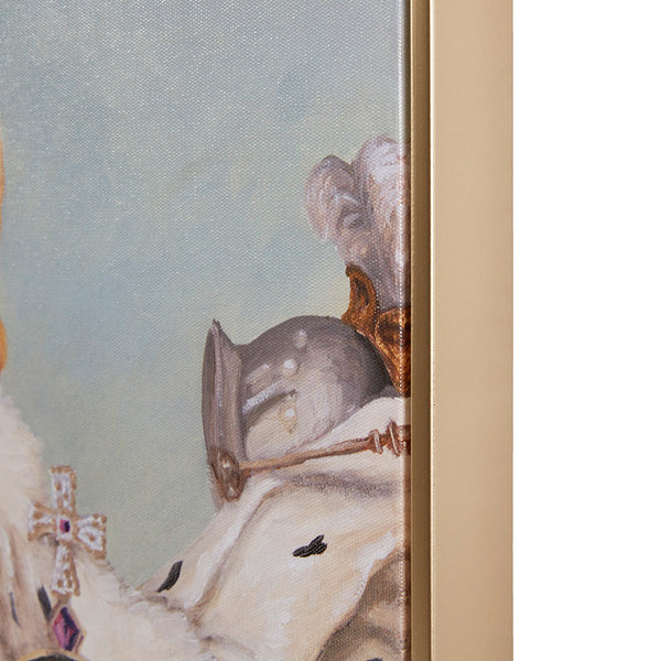 JLA Home Madison Park - Bohemian Framed Canvas Art — Whimsical Cat Portrait by Carol Lew with Embossed Gold Frame, 16.5x20.5" King Charles Spaniel III ID95C-0047