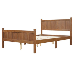English Elm Twin Platform Bed Vertical Slat Headboard Farmhouse Shaker Wood Grain Finish Bedroom Walnut N733P422479D