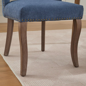 English Elm Wooden Modern Fabric Dining Chairs Set of 2 with Dual-Rebound Cushion & Curved Solid Wood Legs for Stylish Comfort Blue W1143P372914