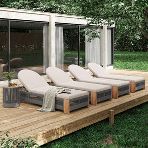 English Elm Christopher Knight Home® - Outdoor Rope Chaise Lounge Set with Adjustable Backrests, All-Weather Acacia Frame and Quick-Dry Cushions Grey,Teak N770S995G96B33G