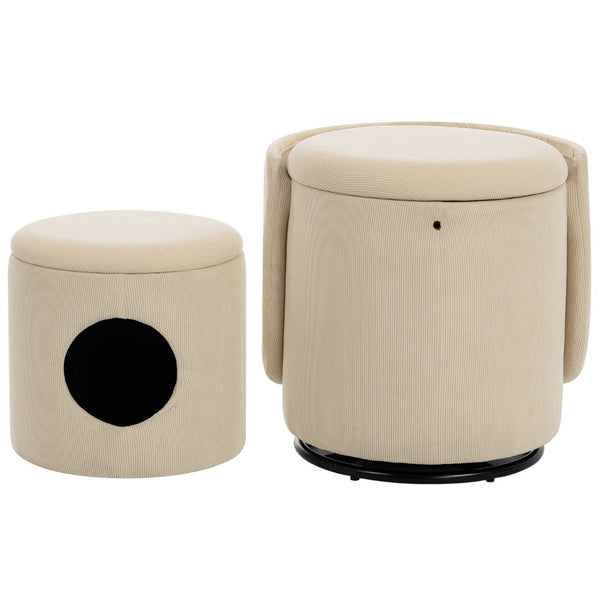 English Elm Stylish Barrel Swivel Accent Chair Upholstered Seat with Storage for Vanity or Dining W3248P424639
