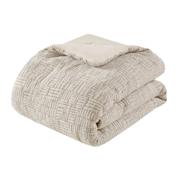 English Elm 3 Piece Oversized Comforter Set Full/Queen - Cotton Blend Face, Plush Polyester Fill, Hotel-Style Cozy Beige 22.83 L x 22.05 W x 11.02 H B035P280375