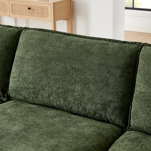 English Elm Modern Sectional Convertible Sofa with Ottoman, Oversized L-Shaped 4-Seater Towel Fabric Comfort Green W1413S00081