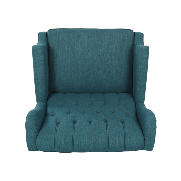English Elm Christopher Knight Home® - Push Back Recliner Chair with Nailhead Trim and Tufted Wingback, Oversized Pushback Lounge Comfort Teal 64257.00T