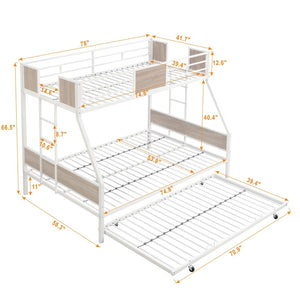 English Elm Twin Over Full Steel Bunk Bed with Dual Ladders Guardrail and Under Bed Storage W311133416