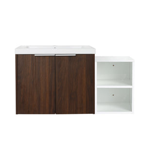 English Elm 36 Inch Soft Close Doors Bathroom Vanity With Resin Sink, Modern Design & Ample Storage Solutions W999S00183