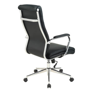 OSP Home Furnishings High Back Ergonomic Manager Chair with Antimicrobial Fabric Chrome Arms and Lumbar Support High Black 920350C-R107
