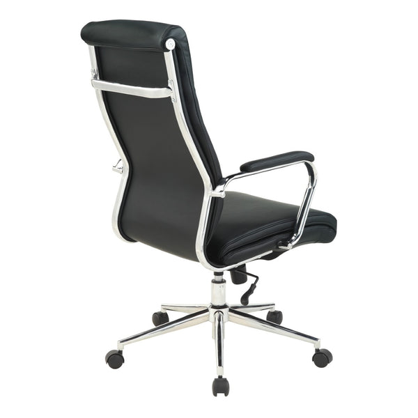 OSP Home Furnishings High Back Ergonomic Manager Chair with Antimicrobial Fabric Chrome Arms and Lumbar Support High Black 920350C-R107