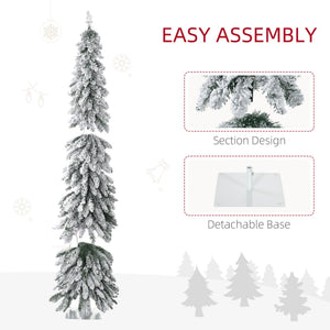 English Elm Homcom 6Ft Prelit Pencil Christmas Tree With 407 Snow Flocked Branches & 250 Led Lights For Cozy Decor W2225P249622