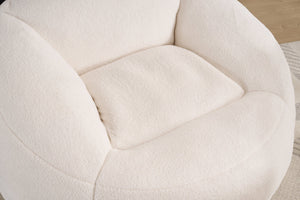 English Elm Foam Memory Foam Bean Bag Chair with Plush Chenille Cover, Large 42" Round Comfortable Lounger White W2915P283421