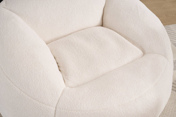 English Elm Foam Memory Foam Bean Bag Chair with Plush Chenille Cover, Large 42" Round Comfortable Lounger White W2915P283421