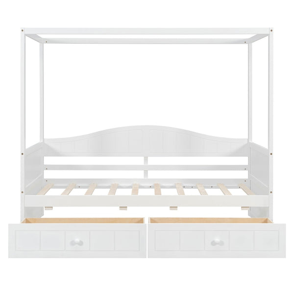 English Elm Twin Canopy Daybed with Pull Out Trundle Pinewood Frame for Kids or Guest Rooms N708P373435K