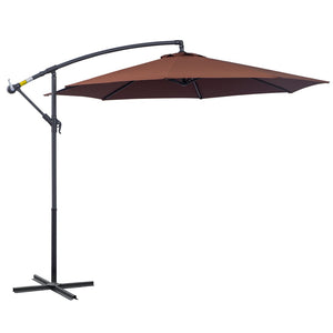 English Elm Outsunny 10' Cantilever Patio Umbrella With Uv Protection, Sturdy Frame & Easy Crank Operation, Brown W2225P217963-GIGA