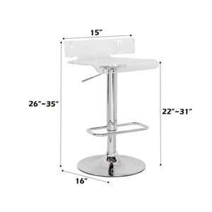 English Elm Rania Clear Acrylic Adjustable Swivel Stool with Chrome Base, Footrest & 22"-31" Lift Height - Modern B2726P338127