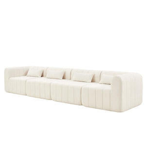 English Elm 145.5 Inch Four Piece Modular Sectional Sofa Beige Polyester Low Profile Living Room N767P346281B