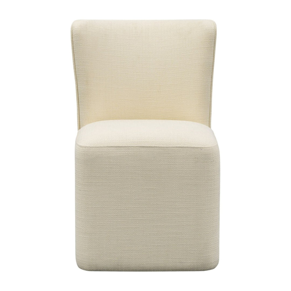 English Elm Dining Chair with Casters Basketweave Upholstery Cube Base Modern Accent Seat B035P408396