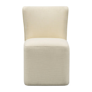 English Elm Dining Chair with Casters Basketweave Upholstery Cube Base Modern Accent Seat B035P408396