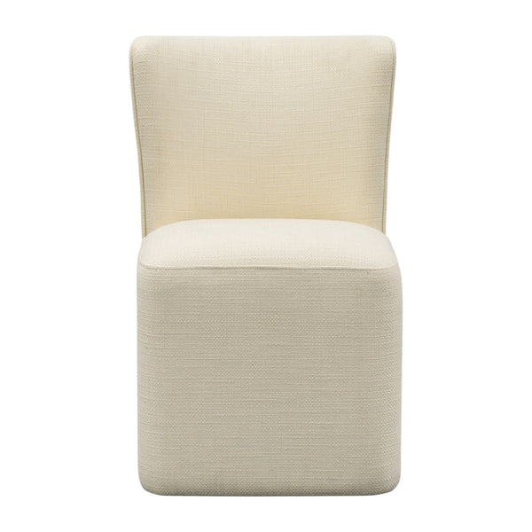 English Elm Dining Chair with Casters Basketweave Upholstery Cube Base Modern Accent Seat B035P408396
