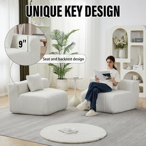 English Elm Chenille Modular Sectional Sofa Curved Piano Key Design Plush Living Room Lounge Seating Beige W834P389117