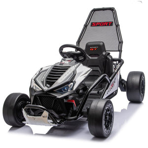 English Elm 24v Dual Motor Kids Go Kart with Drift Mode Roll Cage and Rear Suspension Ages 6 to 12 W1578P454061