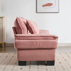 English Elm Corduroy Modern Sofa Sleeper Loveseat with Double-Layer Cushions, Two Pillows, Sturdy Frame 84" Pink W676P227339