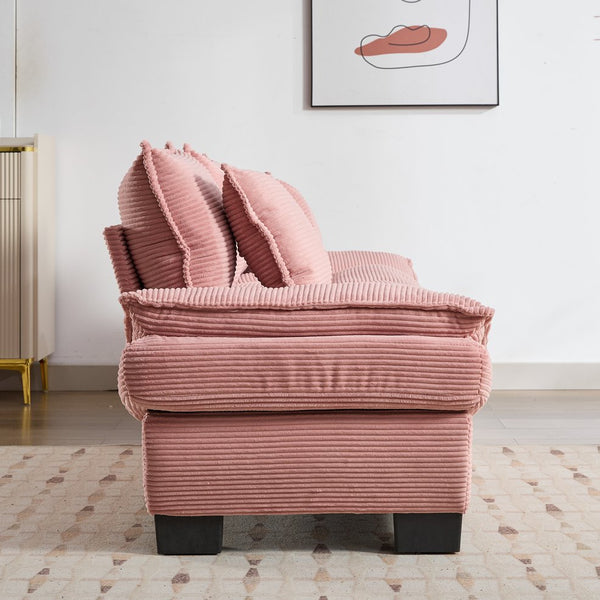 English Elm Corduroy Modern Sofa Sleeper Loveseat with Double-Layer Cushions, Two Pillows, Sturdy Frame 84" Pink W676P227339