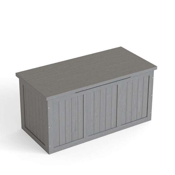 English Elm 67 Gallon Solid Wood Outdoor Deck Box with Seat and Tabletop for Patio Storage W2640P327221