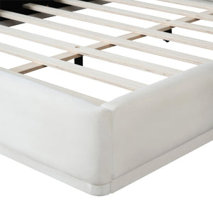 English Elm Soft White Upholstered King Bed with Padded Headboard for Modern Bedroom Comfort N769K420246A
