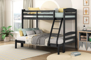 English Elm Twin Twin-over-Twin Bunk Bed with Guard Rails and Ladder, Wood-Engineered Frame, Space-Saving Dorm Style Black 81.5 L x 20.5 W x 10 H B011P362599