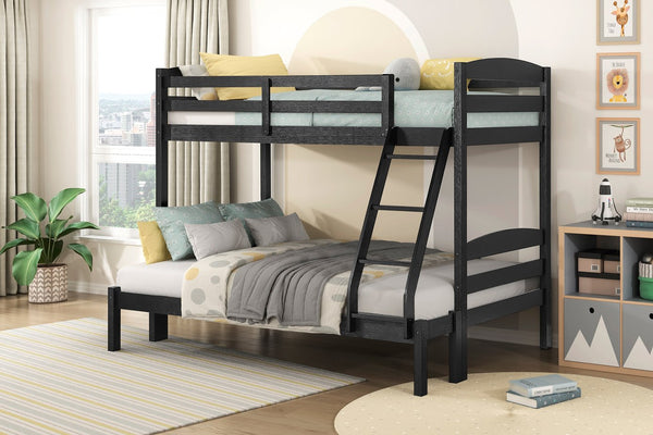 English Elm Twin Twin-over-Twin Bunk Bed with Guard Rails and Ladder, Wood-Engineered Frame, Space-Saving Dorm Style Black 81.5 L x 20.5 W x 10 H B011P362599