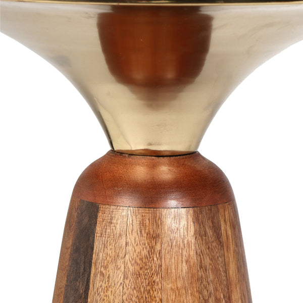 English Elm Christopher Knight Home® - Round End Table with Sleek Metal Pedestal and Durable MDF Resin Top — Compact 17" Round Surface, 50 lb Capacity Gold,Honey N768P202497H
