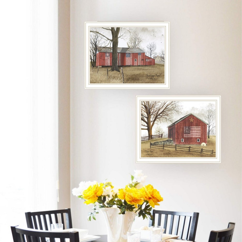 English Elm Trendy Decor 4u Billy Jacobs Rural Barn Two Piece Wood Framed Wall Art Set B067P254080