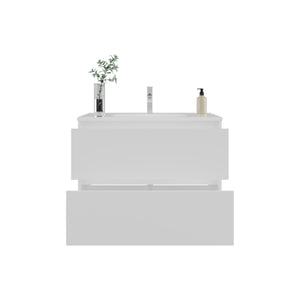English Elm Bathroom Cabinet Opalo - Modern White Storage Solution With Open & Closed Shelves For Organization B200P313685