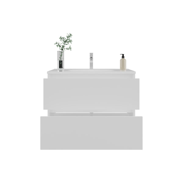 English Elm Bathroom Cabinet Opalo - Modern White Storage Solution With Open & Closed Shelves For Organization B200P313685