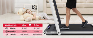 English Elm 2 in 1 Folding Under Desk Treadmill 2.5hp Walking Jogging Machine with Remote Control W130384071